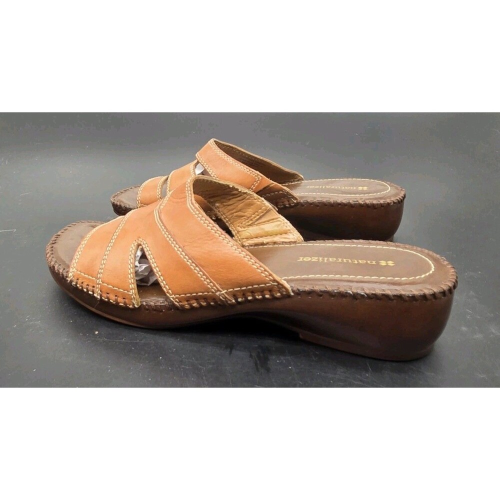 Naturalizer Rasan Slip On Leathee Leather Wedge Sandal Size 7.5 Comfort Shoe